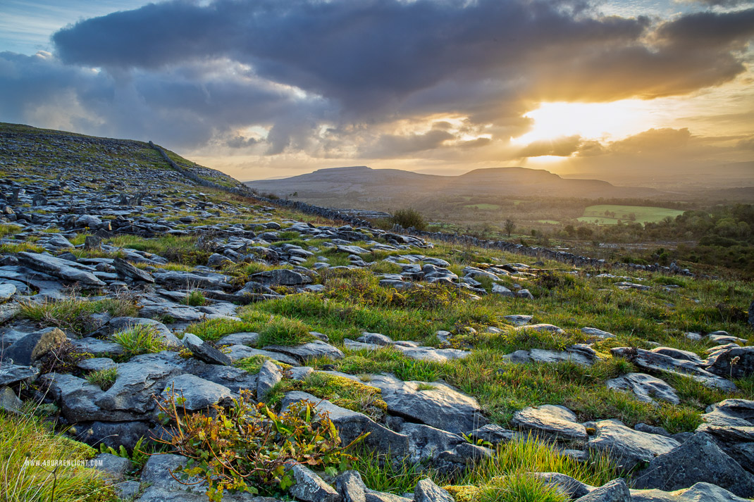 Fahee North Carron Burren East Clare Ireland - fahee,golden,hills,pick-hills,portfolio, september,summer,sunrise,walls