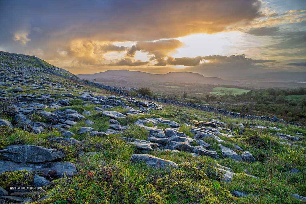 Fahee North Carron Burren East Clare Ireland - fahee,golden,hills,pick-hills,september,summer,sunrise,walls