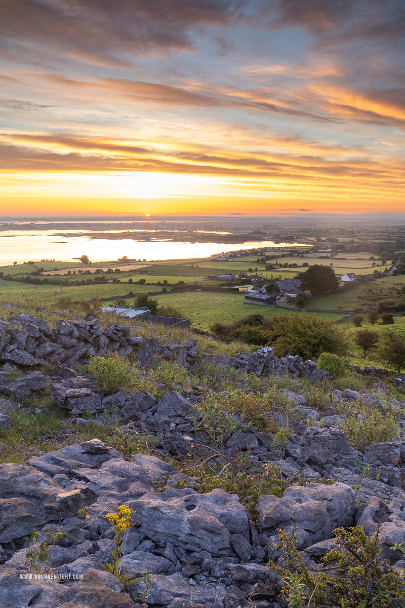 Abbey Hill Burren Clare Ireland - abbey hill,august,golden,rural,summer,sunrise,hills,golden