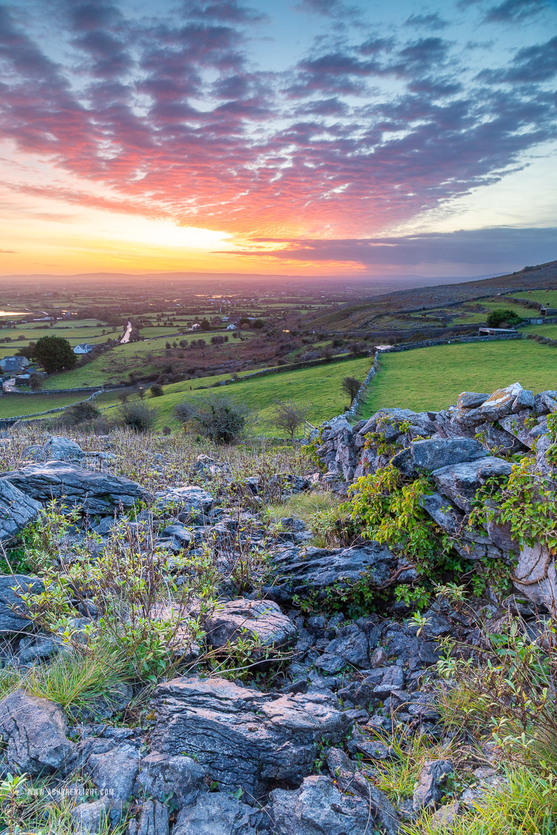 Abbey Hill Burren Clare Ireland - abbey hill,autumn,ivy,long exposure,november,twilight,wall,hills