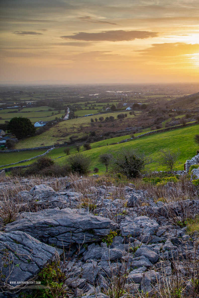 Abbey Hill Burren Clare Ireland - abbey hill,january,sunrise,winter,golden,hills