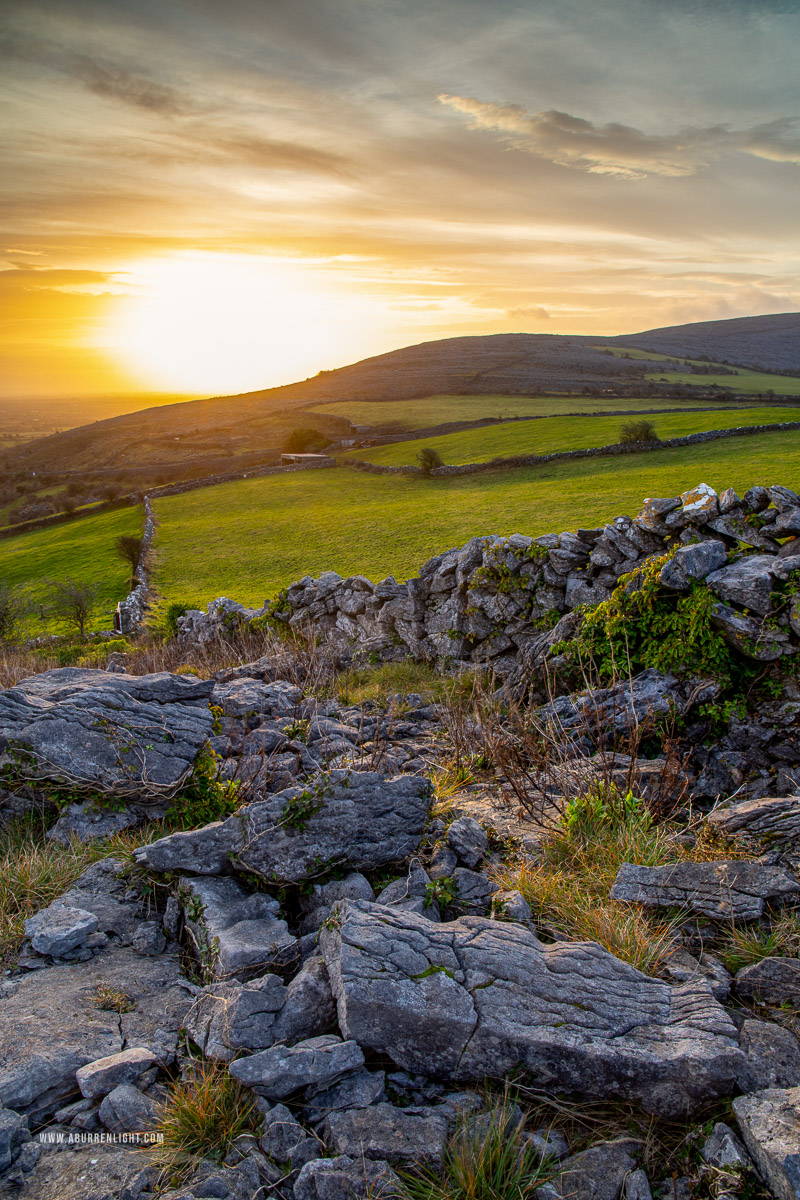 Abbey Hill Burren Clare Ireland - abbey hill,january,sunrise,winter,golden,hills