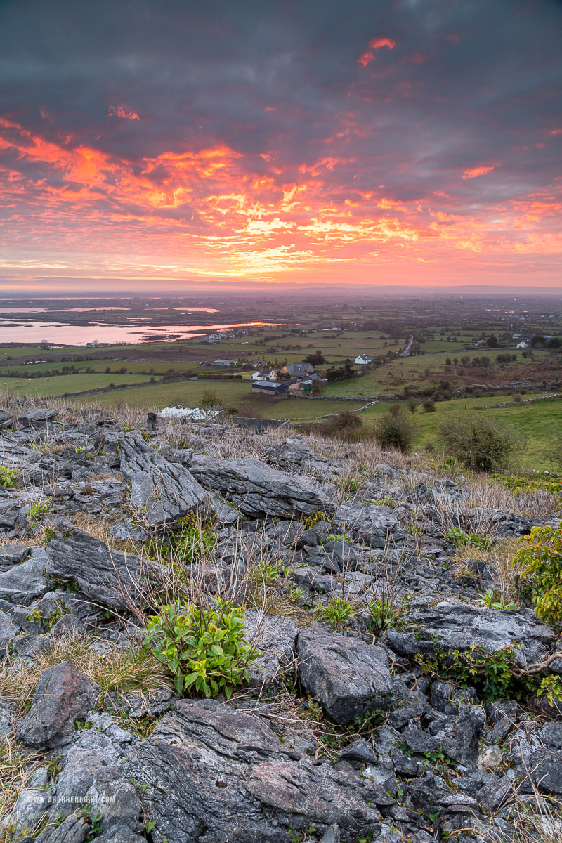 Abbey Hill Burren Clare Ireland - abbey hill,april,red,spring,twilight,hills