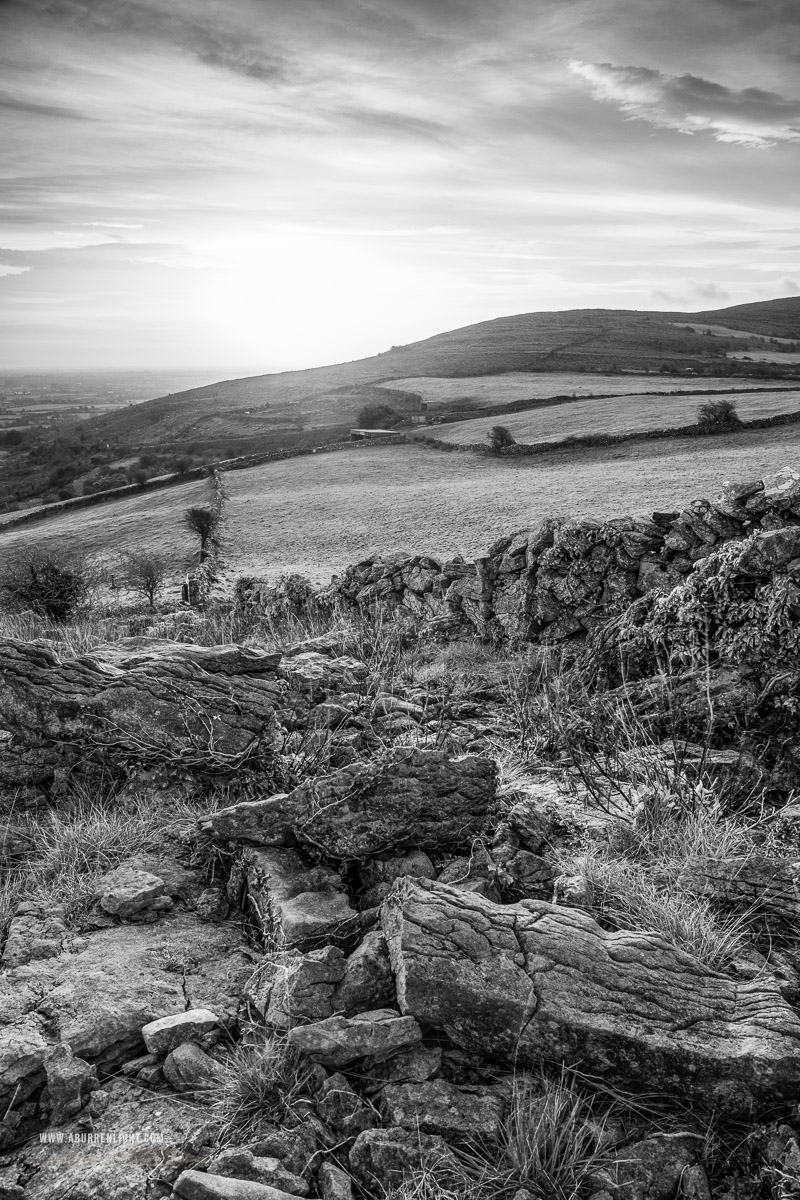 Abbey Hill Burren Clare Ireland - abbey hill,hills,january,monochrome,wall,winter