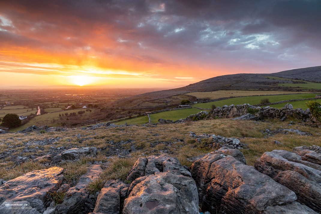 Abbey Hill Burren Clare Ireland - abbey hill,february,golden,sunrise,winter,hills