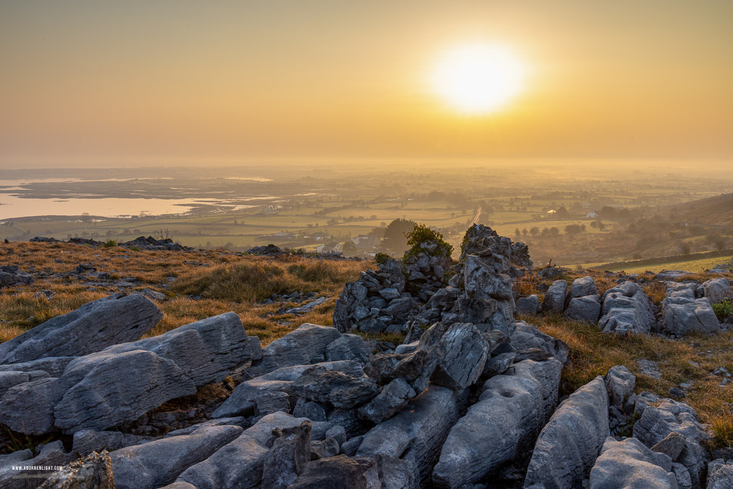 Abbey Hill Burren Clare Ireland - abbey hill,golden hour,march,mist,spring,sunrise,hills