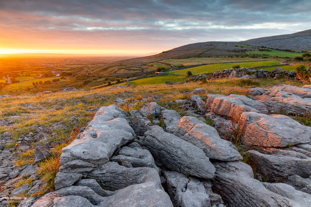 Abbey Hill Burren Clare Ireland - abbey hill,september,summer,sunrise,golden,hills