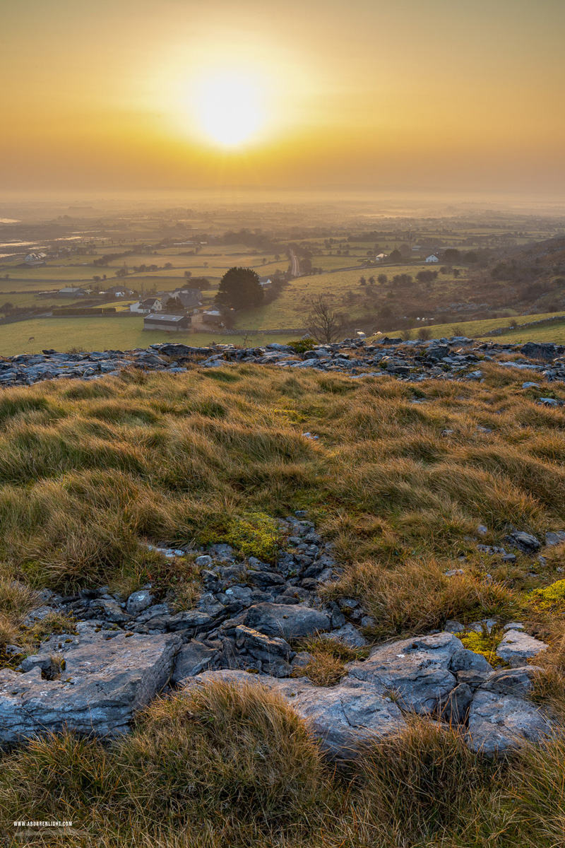 Abbey Hill Burren Clare Ireland - abbey hill,golden hour,march,mist,spring,sunrise,hills,haze