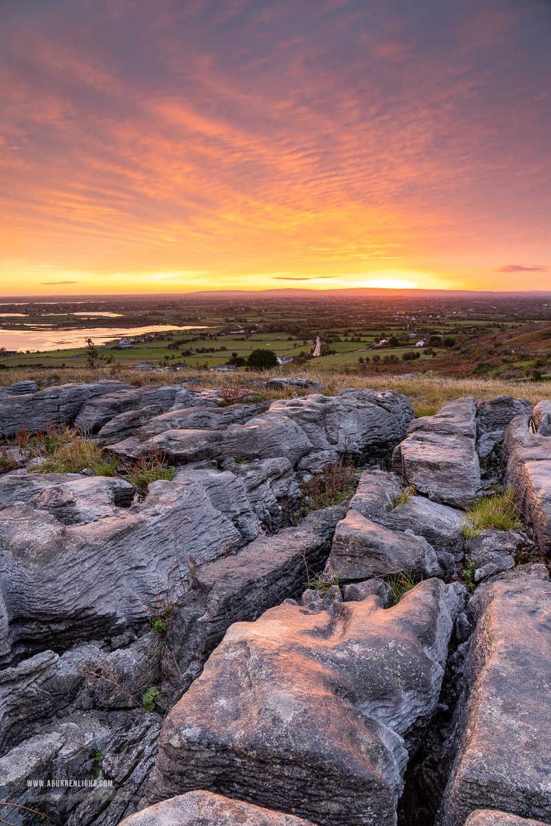 Abbey Hill Burren Clare Ireland - abbey hill,autumn,long exposure,october,pink,purple,sunrise,twilight,hills