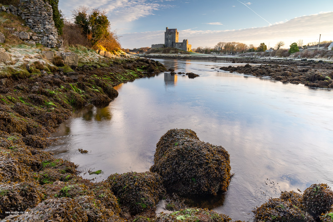 Dunguaire Castle Kinvara Clare Ireland - dunguaire,frost,january,landmark,sunrise,winter,coast,castle