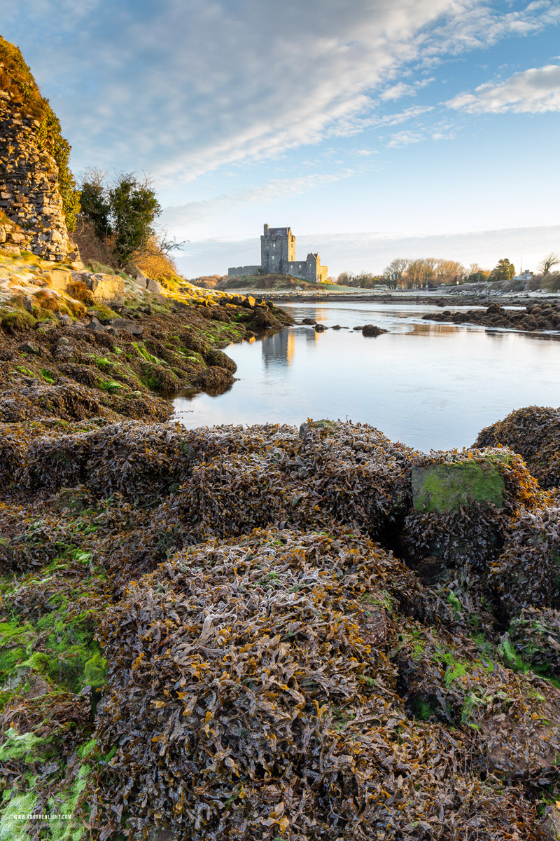 Dunguaire Castle Kinvara Clare Ireland - dunguaire,frost,january,kinvara,landmark,reflections,sunrise,winter,castle,coast