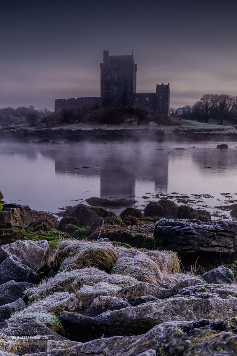 Dunguaire Castle Kinvara Clare Ireland - castle,dunguaire,frost,january,kinvara,mist,purple,reflections,twilight,winter,coast