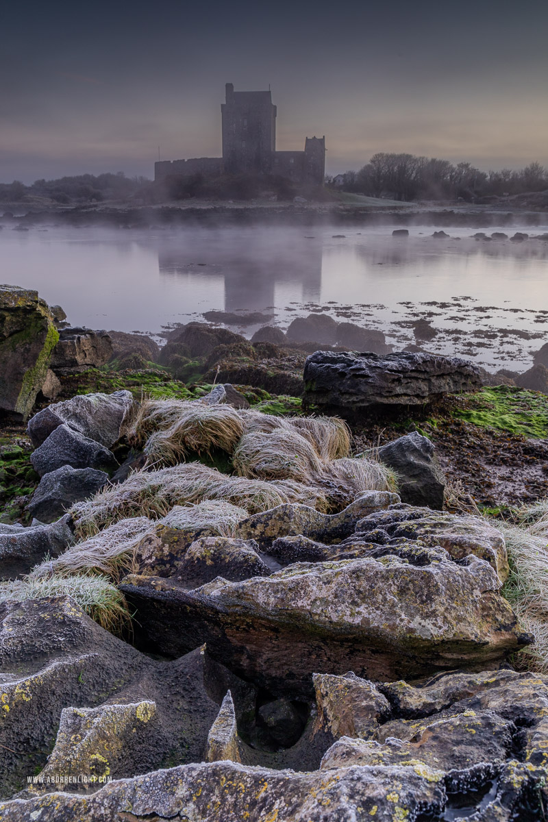 Dunguaire Castle Kinvara Clare Ireland - castle,dunguaire,frost,january,kinvara,mist,purple,reflections,twilight,winter,coast