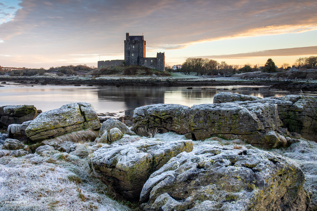 Dunguaire Castle Kinvara Clare Ireland - dunguaire,frost,january,kinvara,landmark,long exposure,reflections,sunrise,winter,castle,coast