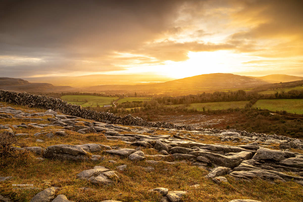 Fahee North Carron Burren East Clare Ireland - fahee,golden,hills,january,mist,pick-hills,portfolio,wall,winter