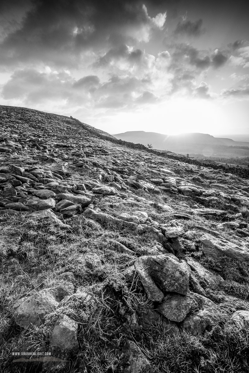 Fahee North Carron Burren East Clare Ireland - april,fahee,hills,monochrome,spring,sunrise,wall