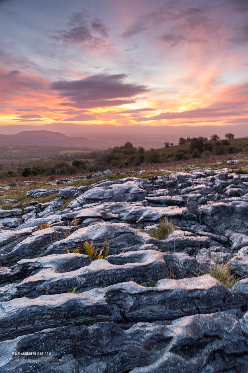 Fahee North Carron Burren East Clare Ireland - autumn,fahee,hills,october,orange,red,twilight