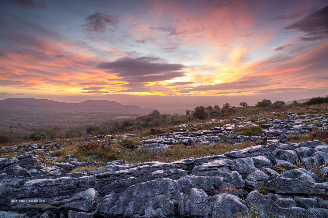 Fahee North Carron Burren East Clare Ireland - autumn,fahee,hills,october,orange,red,twilight