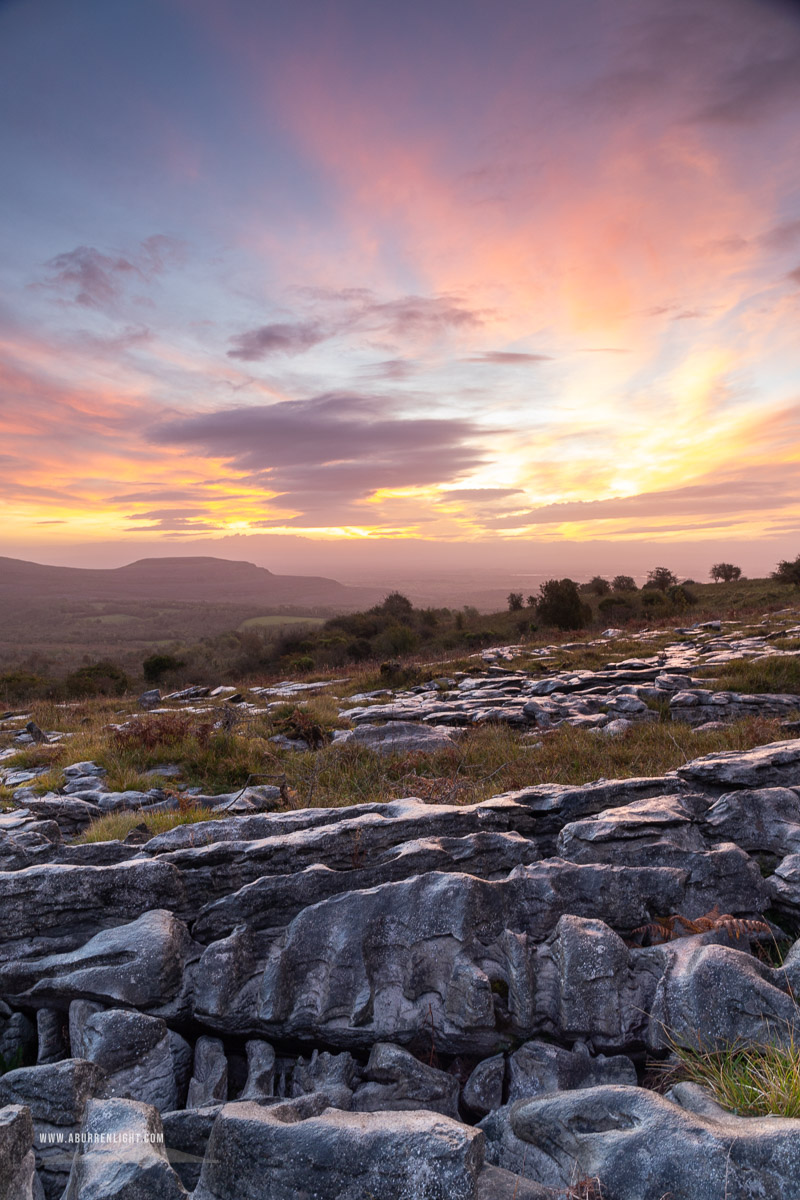 Fahee North Carron Burren East Clare Ireland - autumn,fahee,hills,october,orange,red,twilight