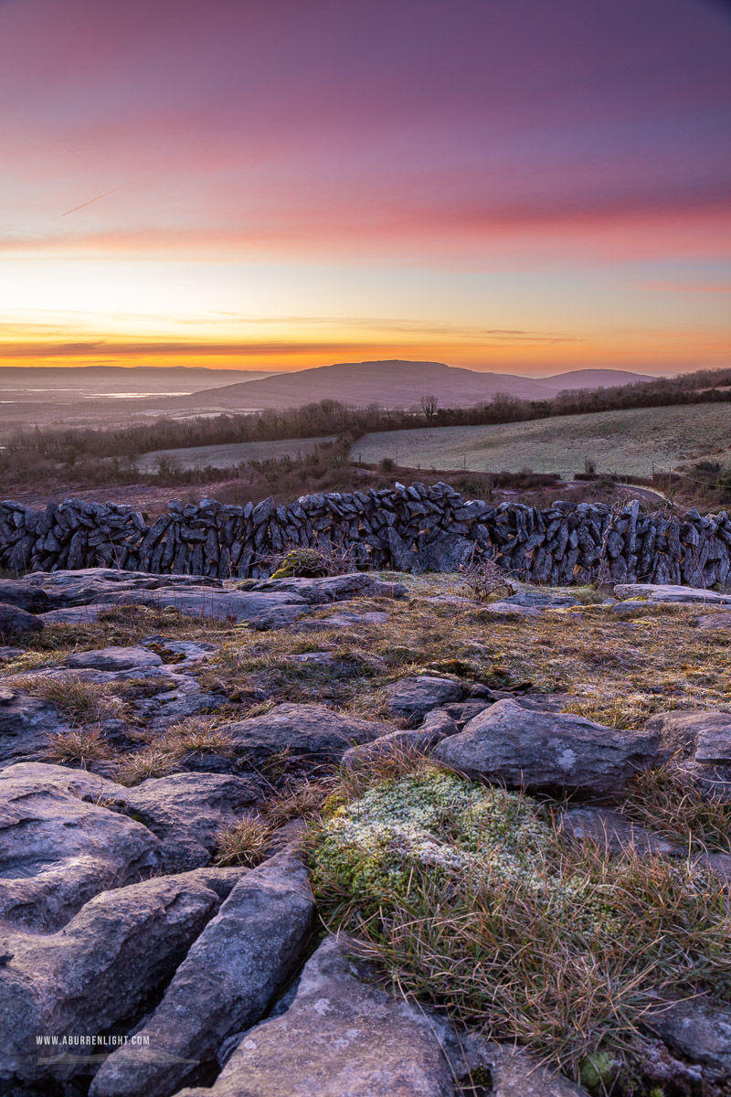 Fahee North Carron Burren East Clare Ireland - fahee,february,frost,purple,twilight,wall,winter,hills