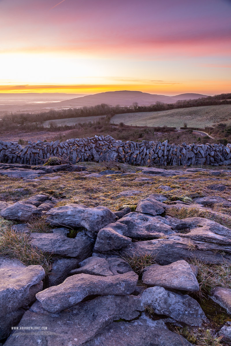 Fahee North Carron Burren East Clare Ireland - fahee,february,frost,purple,twilight,wall,winter,hills,pink,dreamy