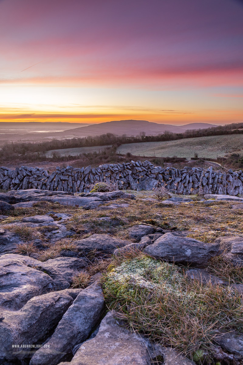 Fahee North Carron Burren East Clare Ireland - fahee,february,frost,purple,twilight,wall,winter