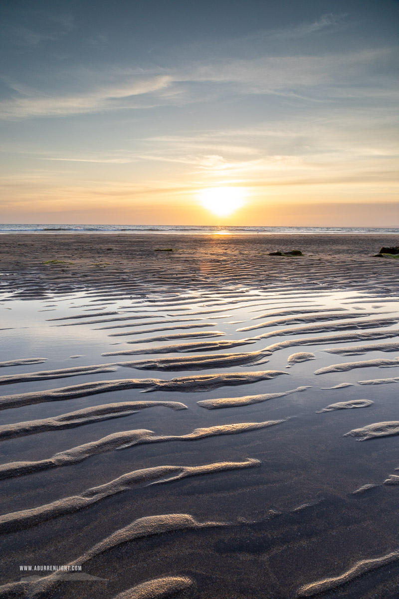 Fanore Beach Wild Atlantic Way Clare Ireland - fanore,may,reflections,sand ripples,spring,sunset,golden,coast