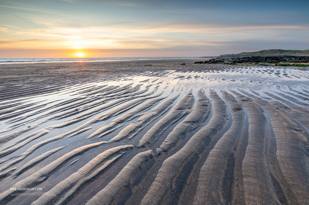 Fanore Beach Wild Atlantic Way Clare Ireland - fanore,may,reflections,sand ripples,spring,sunset,golden,coast