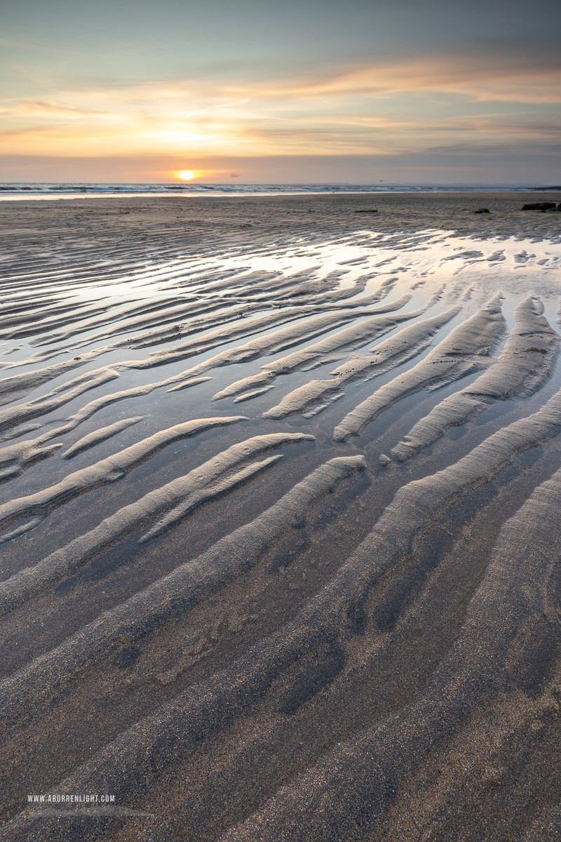 Fanore Beach Wild Atlantic Way Clare Ireland - fanore,may,reflections,sand ripples,spring,sunset,coast,brown,golden