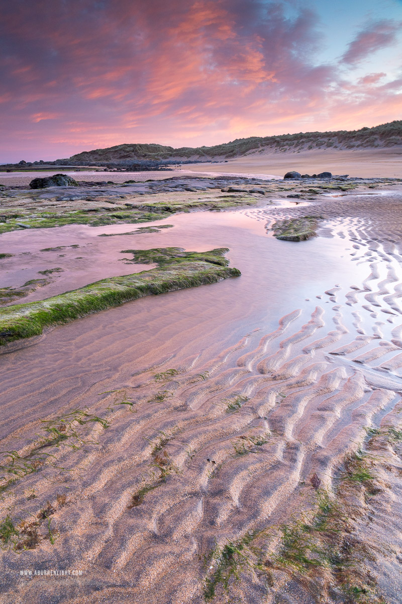 Fanore Beach Wild Atlantic Way Clare Ireland - april,fanore,pink,sand ripples,spring,sunrise,coast