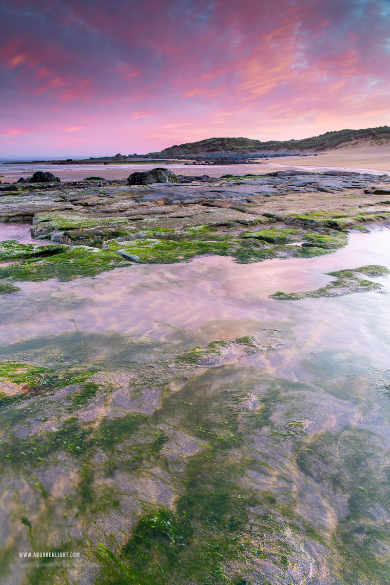 Fanore Beach Wild Atlantic Way Clare Ireland - april,fanore,pink,sand ripples,spring,sunrise,coast