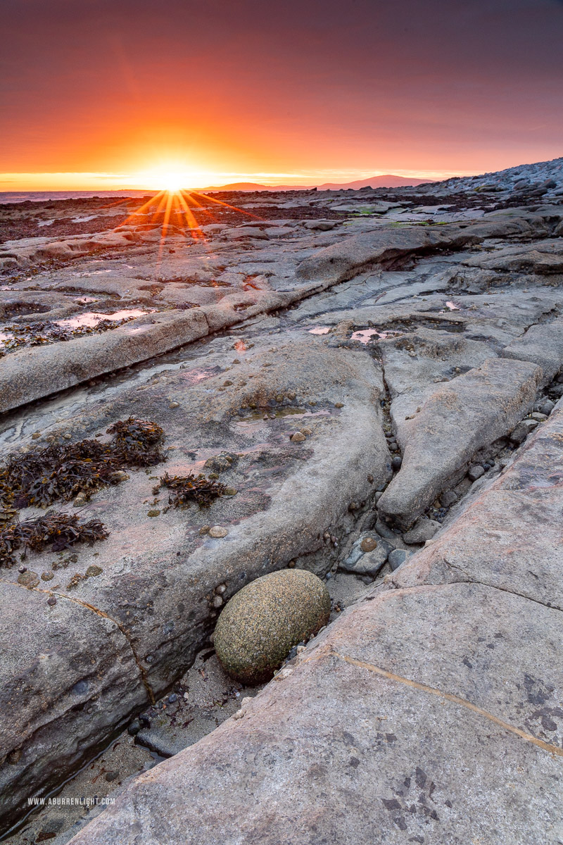 Gleninagh Ballyvaughan Wild Atlantic Way Clare Ireland - april,gleninagh,orange,spring,sunrise,sunstar,coast,orange