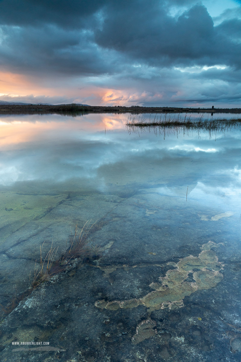 Lough Bunny Clare Ireland - february,lough bunny,reflections,sunset,winter,lowland,blue