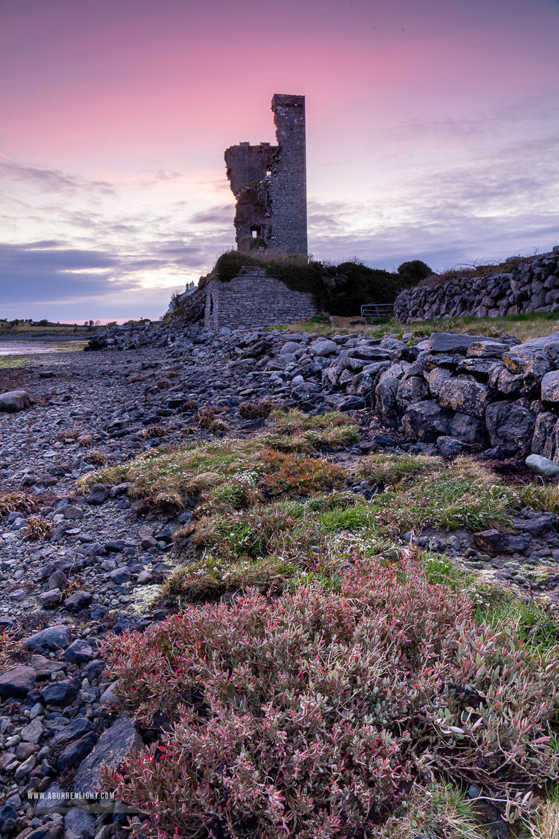 Muckinish Tower Ballyvaughan Wild Atlantic Way Clare Ireland - april,landmark,limited,muckinish,pink,spring,twilight,portfolio,tower,coast