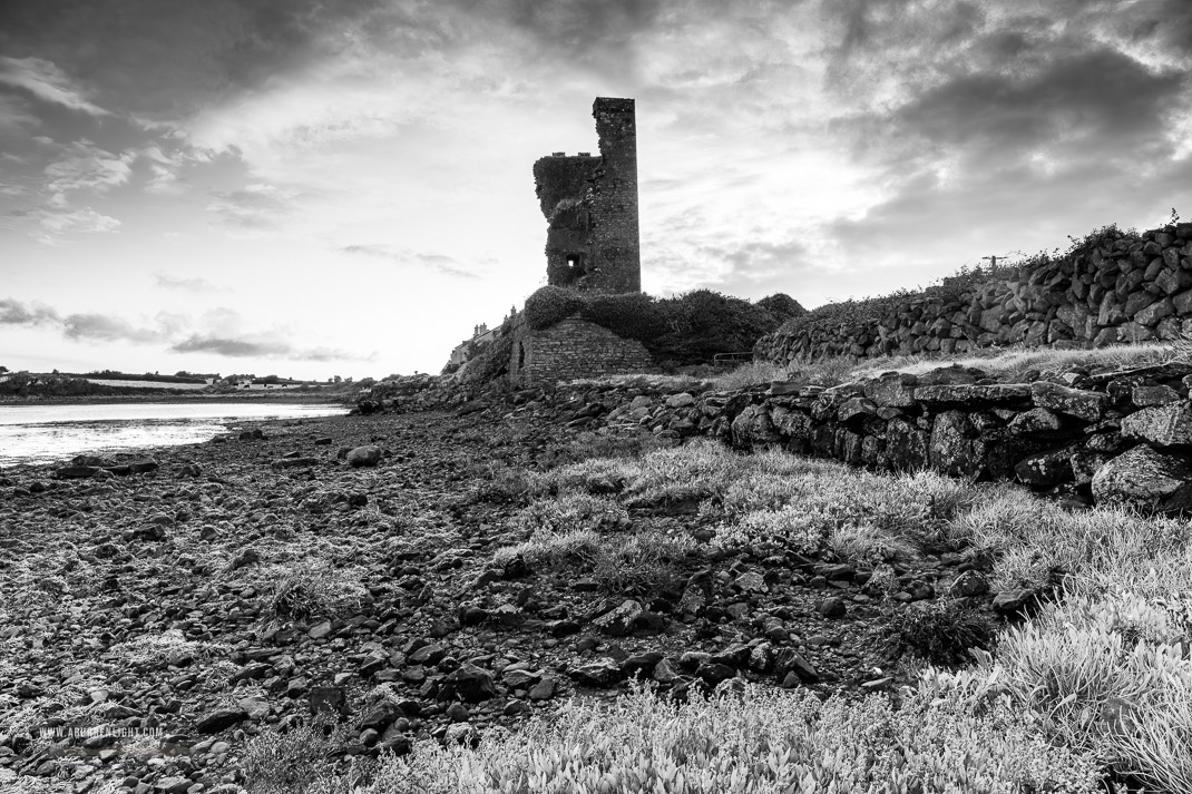 Muckinish Tower Ballyvaughan Wild Atlantic Way Clare Ireland - autumn,monochrome,ballyvaughan,castle,coast,muckinish,pink,september,sunrise,tower