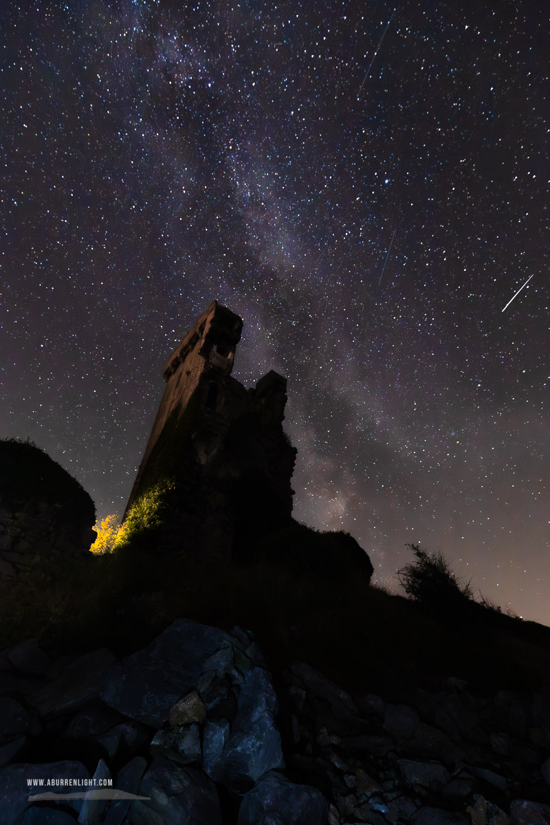 Muckinish Tower Ballyvaughan Wild Atlantic Way Clare Ireland - astro,august,ballyvaughan,castle,coast,landmark,long exposure,milky way,muckinish,night,shooting star,summer,tower