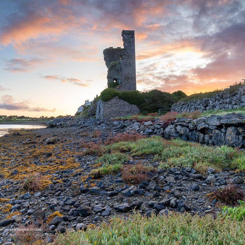 Muckinish Tower Ballyvaughan Wild Atlantic Way Clare Ireland - autumn,ballyvaughan,castle,coast,muckinish,pink,september,square,sunrise,tower