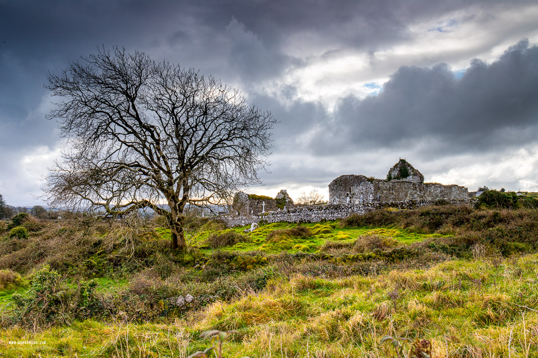 Noughaval Churches Burren Clare Ireland - autumn,church,lone tree,noughaval,november,hills