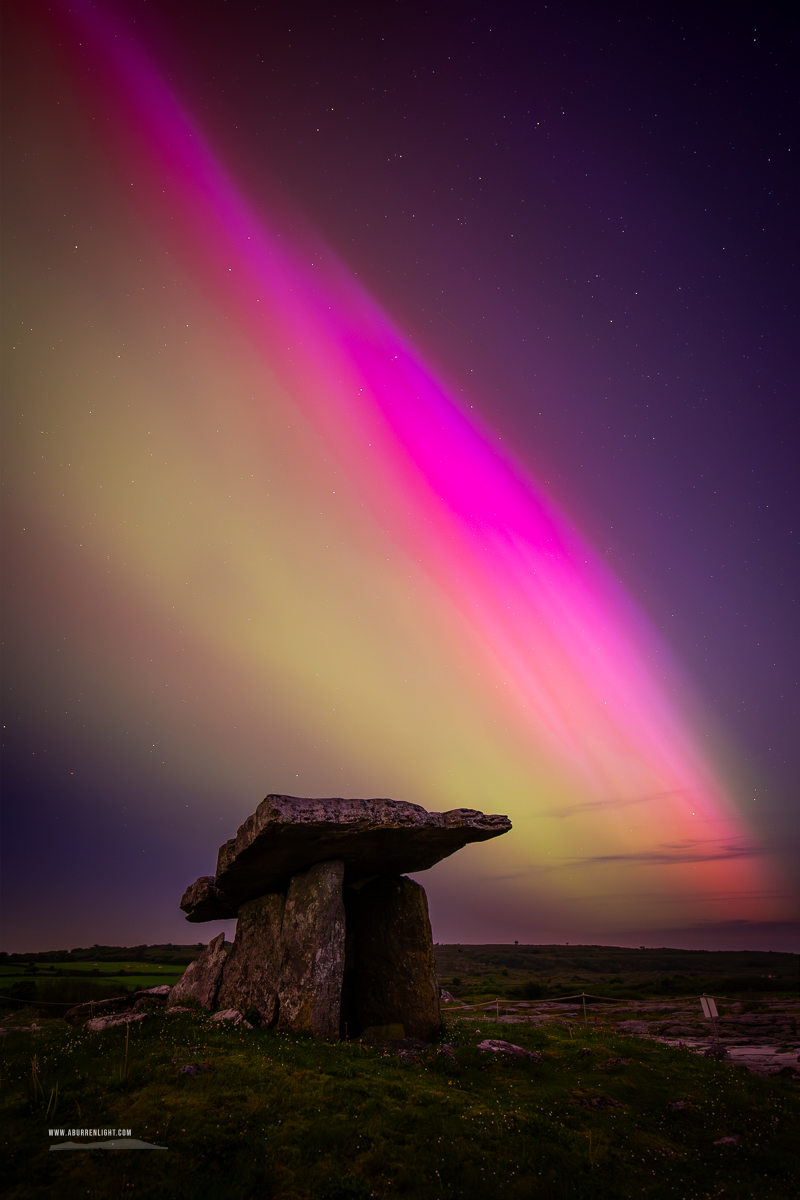 Poulnabrone Dolmen Roughan Hill Burren Clare Ireland - aurora,dolmen,green,hills,landmark,long exposure,may,pink,poulnabrone,roughan,spring,astro