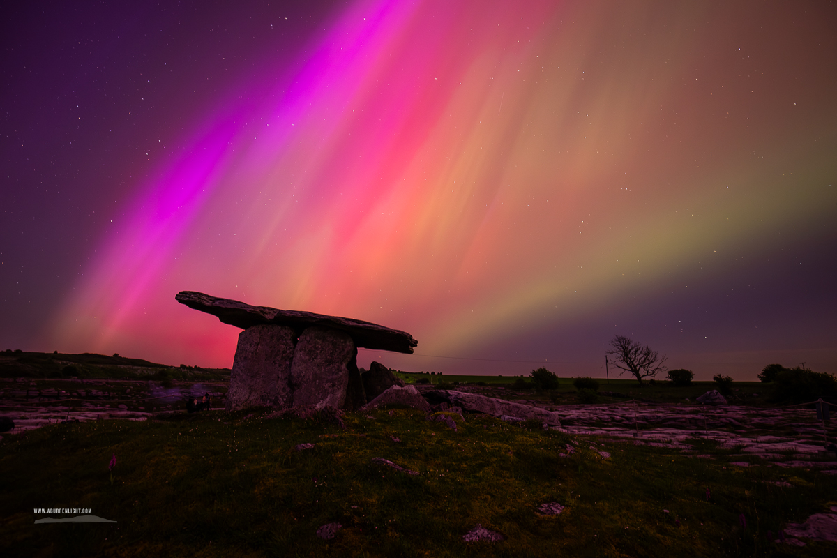 Poulnabrone Dolmen Roughan Hill Burren Clare Ireland - aurora,dolmen,green,hills,landmark,long exposure,may,pink,poulnabrone,roughan,spring,astro