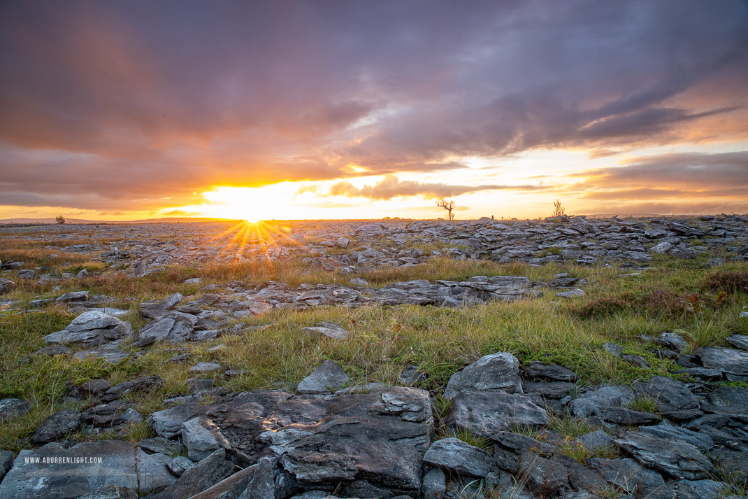 The Burren Clare Ireland - autumn,lowland,orange,september,sunrise,sunstar