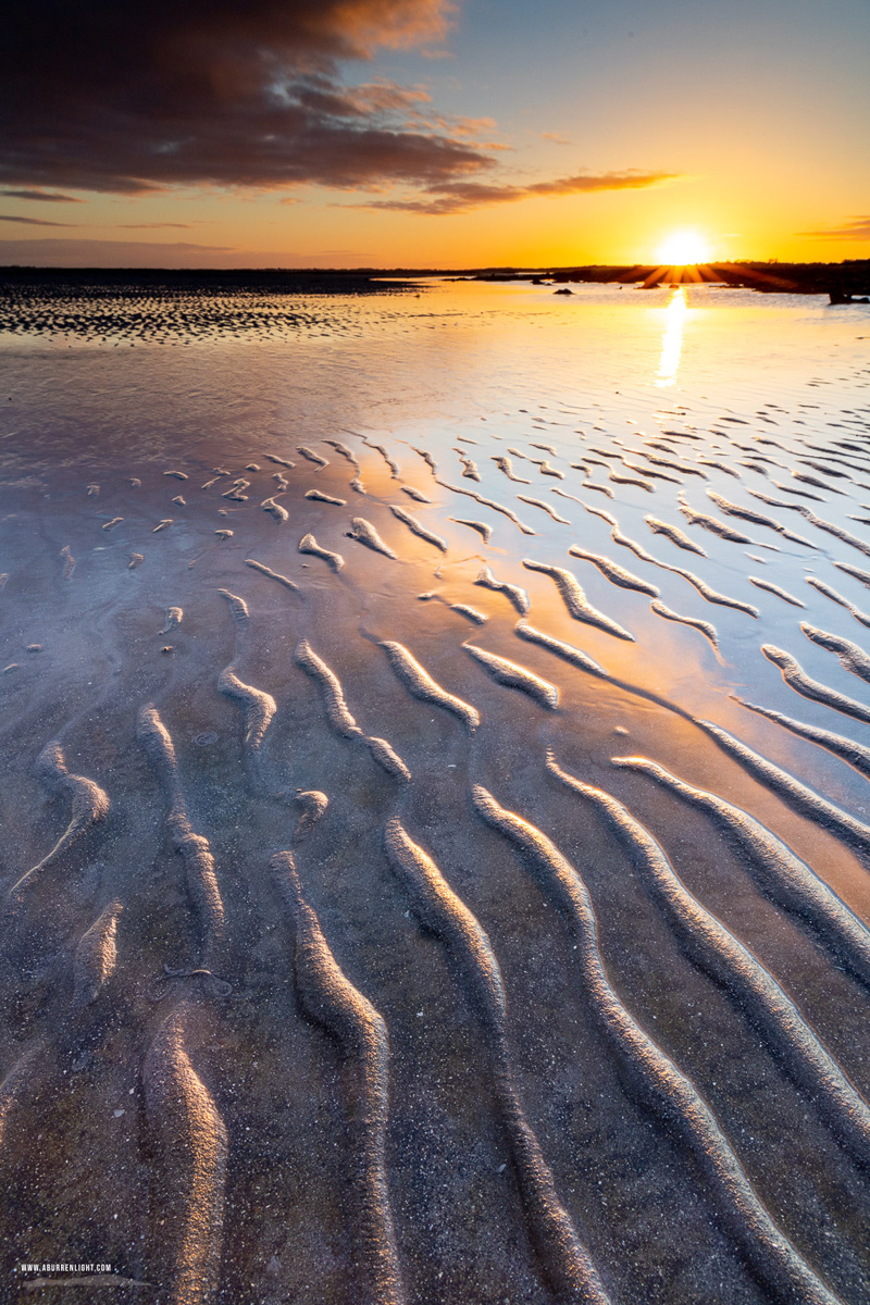 The Doorus peninsula Kinvara Clare Ireland - april,doorus,sand ripples,spring,sunrise,sunstar,coast,golden,beach