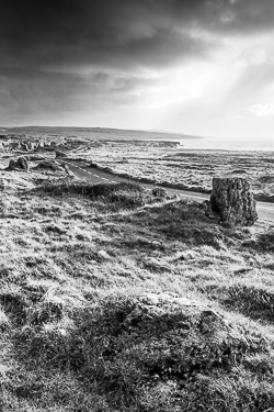 ballyreane,coast,february,monochrome,sunset,winter