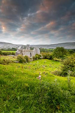 church,corcomroe,flowers,landmark,september,summer,hills,abbey