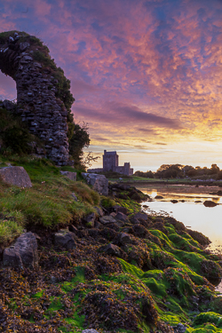 autumn,castle,dunguaire,kinvara,long exposure,pink,september,twilight,coast