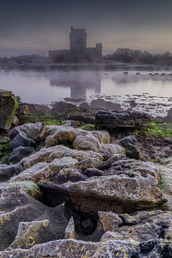 castle,dunguaire,frost,january,kinvara,mist,purple,reflections,twilight,winter,coast