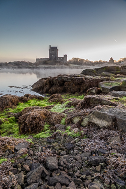 castle,dunguaire,frost,green algae,january,kinvara,mist,reflections,sunrise,winter,coast