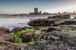 castle,dunguaire,frost,green algae,january,kinvara,mist,reflections,sunrise,winter,coast