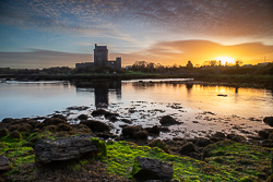 castle,dunguaire,green algae,kinvara,landmark,march,orange,sunrise,winter,coast,