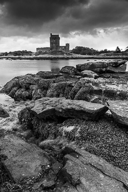 monochrome,coast,dunguaire,green algae,kinvara,landmark,long exposure,september,summer,sunrise